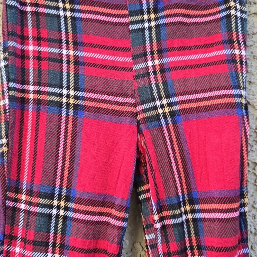 The Posh Peanut Red Tartan Ruffle Bottom Pajama Pants